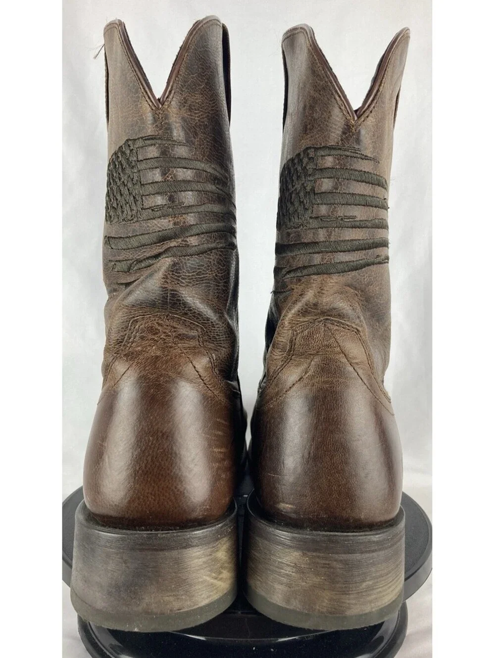 Men’s 15 EE Ariat Patriotic Boot Leather Distressed US Flag Square Toe Brown